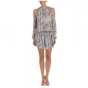 Ramy Brook Lauren 100% Silk Dress /Snake Print / Smocked / Cold Shoulder / Small